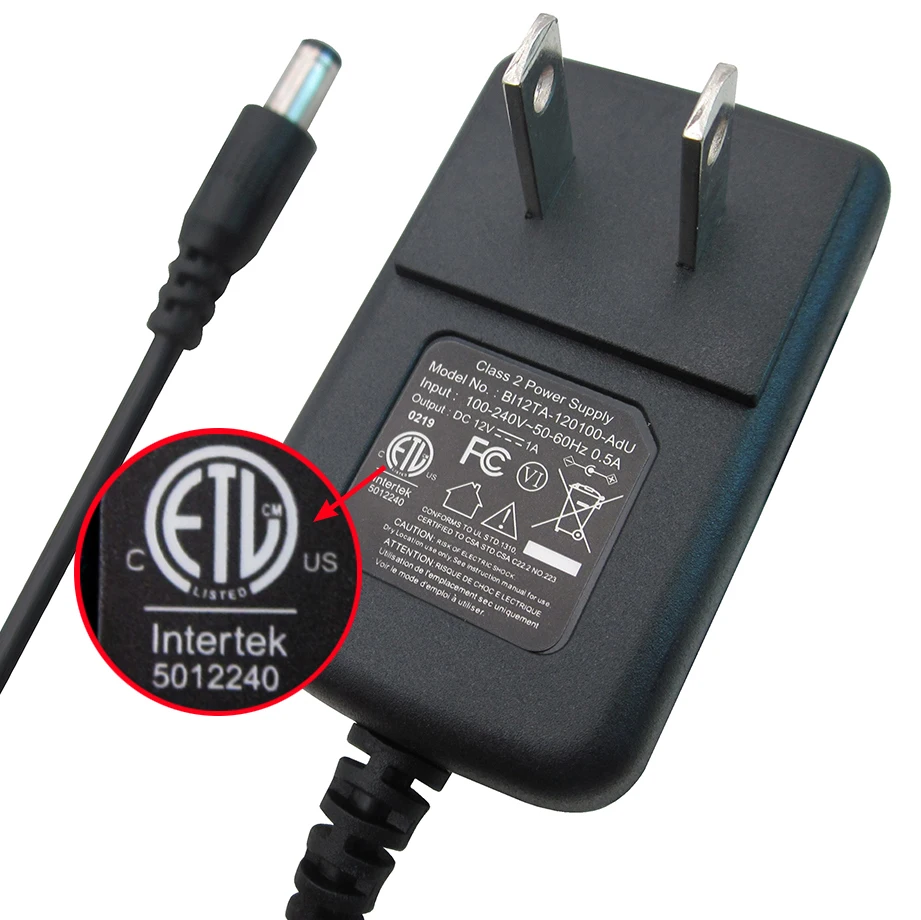 

DC 12V 1A Power Supply Adapter, AC 100-240V to DC 12V ETL Listed Power Adapter Charger for Router, STB, LED, Security CCTV