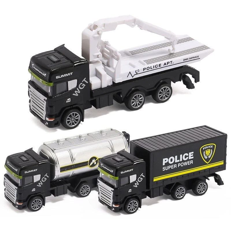 30 Kinds Police Rescue Truck Models 1:64 Scale Alloy Diecasts Toys Vehicles Trailer Flatbed Car for Boys Educational Gifts Y057 boys classic 1 24 scale 1968 chrysler dodge charger r t fitted diecasts