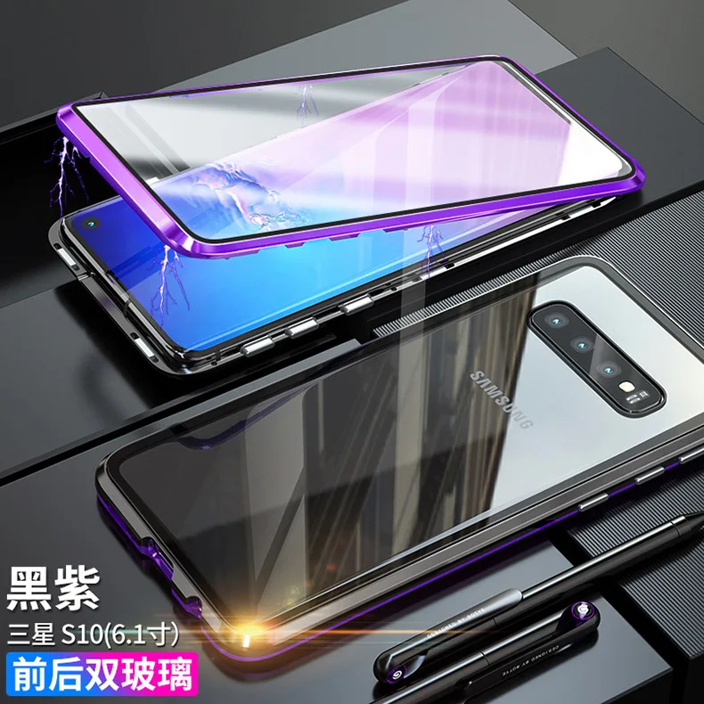 360 Полный Магнитный адсорбционный чехол для samsung Galaxy S10 5G S8 S9 Plus Note 10 Plus 9 8 закаленное стекло Передняя Задняя крышка чехол