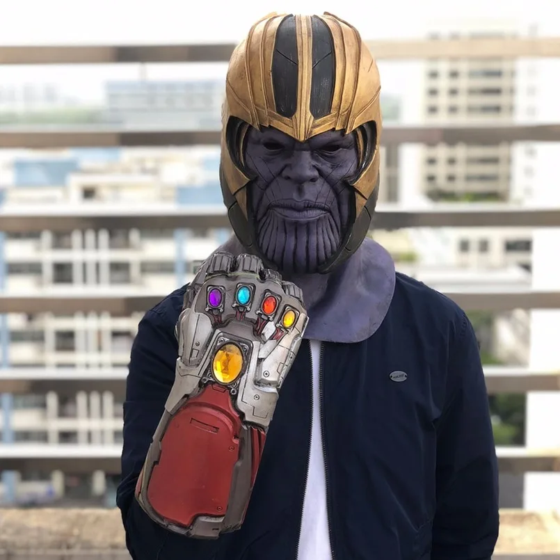 

Avengers 4 Endgame Iron Man Infinity Gauntlet Hulk Cosplay Arm Thanos Latex Gloves Arms Mask Marvel Superhero Weapon Party Props