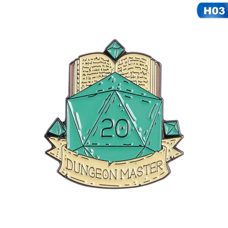20 сторонних игральных костей D20 DnD эмалированные булавки Пользовательские игры нагрудный знак брошь рубашка сумка со значком дракон и подземелье ювелирные изделия подарок для фанатов друзей