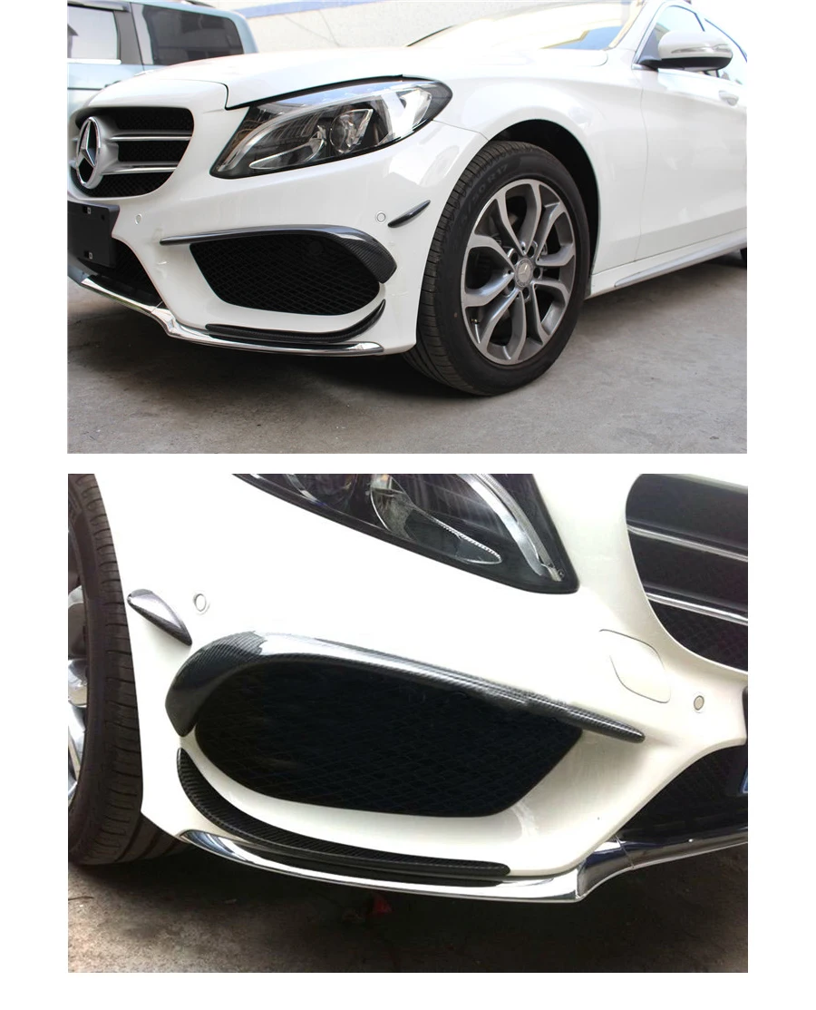 Для Benz c-класс W205 передний бампер воздушный нож из углеродного волокна ветровой нож боковой разветвитель для спортивного бампера- 6 шт