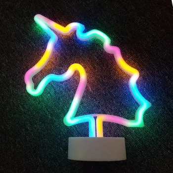 

2020 Ins creative Christmas USB LED neon night light Unicorn rainbow flamingo night light Double sided LED Halloween baby gift