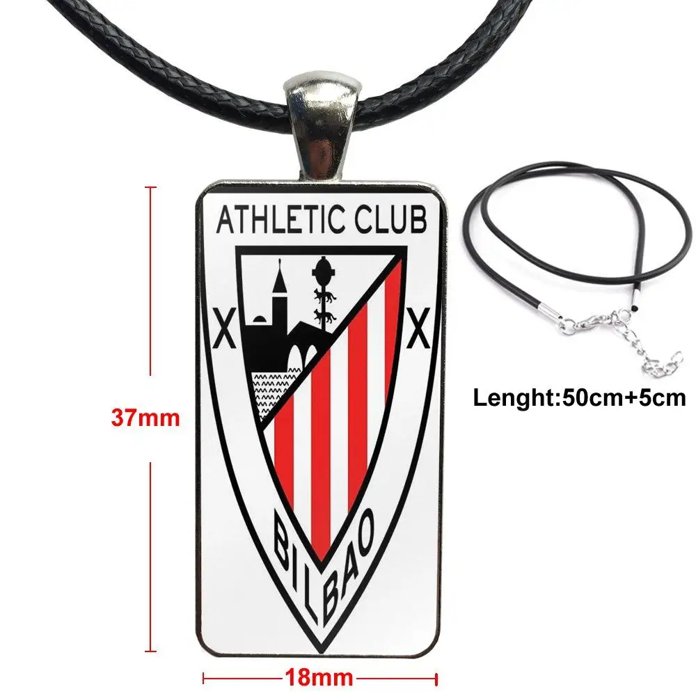 Для унисекс Athletic bilbao логотип Винтажные Ювелирные изделия стальной цвет стекло кабошон чокер кулон длинное прямоугольное ожерелье