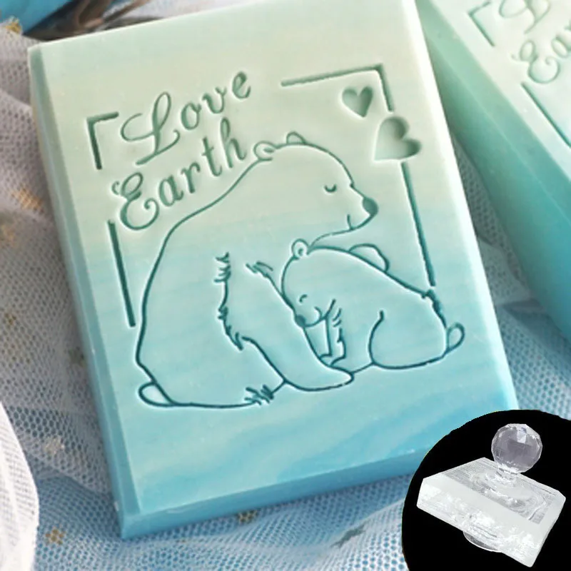 Love Earth Series Acrylic Soap Stamp, Animal Shape, Polar Bear, Dolphin, Elephant, Parent-Child, Natural Handmade Seal