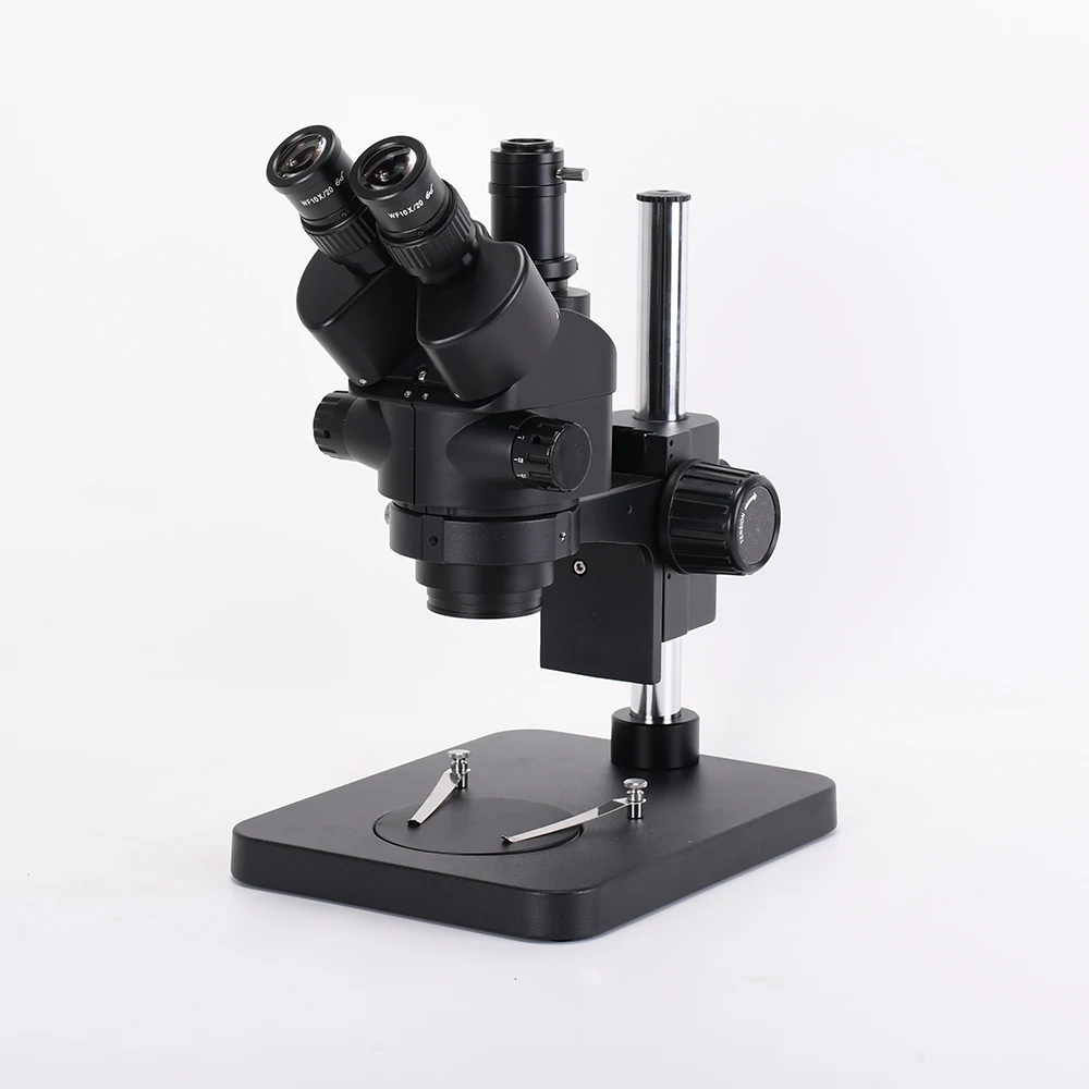 VEVOR Trinocular Stereo Microscope 7X-45X Magnification Zoom Microscope WF10X Eyepieces Lab Stereo Microscope 0.7X-4.5X Zoom Objective Stereo Laboratory Microscope w/ 5MP Camera LED Light & Boom Stand 