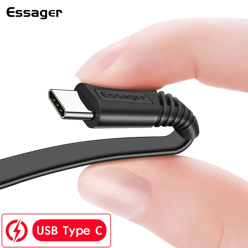 Кабель Essager usb type C для samsung Xiaomi Redmi Note 7 K20 OnePlus 7 Pro 6t провод для быстрой зарядки USBC кабель type-c USB-C зарядное устройство