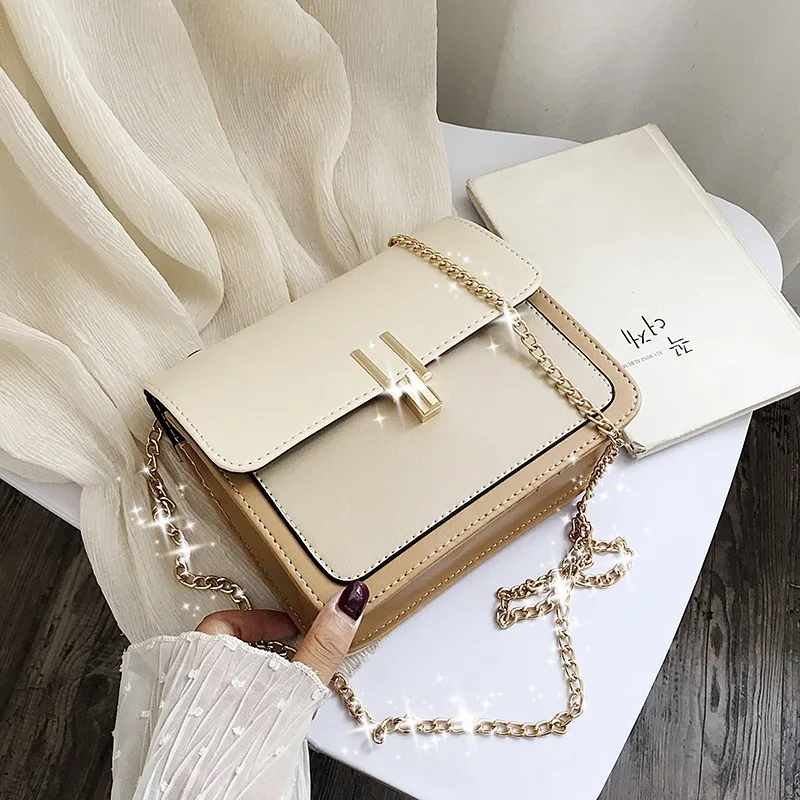 

INS Fashion Bags Women's 2020 New Style Korean-style Versatile CHIC Chain Contrast Color GIRL'S Shoulder Square Sling Bag