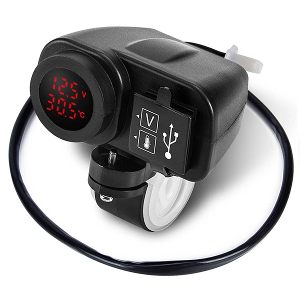 Red Мотоциклетное двойное USB зарядное устройство 12 В 4.2A Moto 2.1A+ 2.1A 12 В до 5 В 15 Вт USB зарядное устройство с вольтметр светодиодный дисплей розетки новое поступление - Название цвета: Red