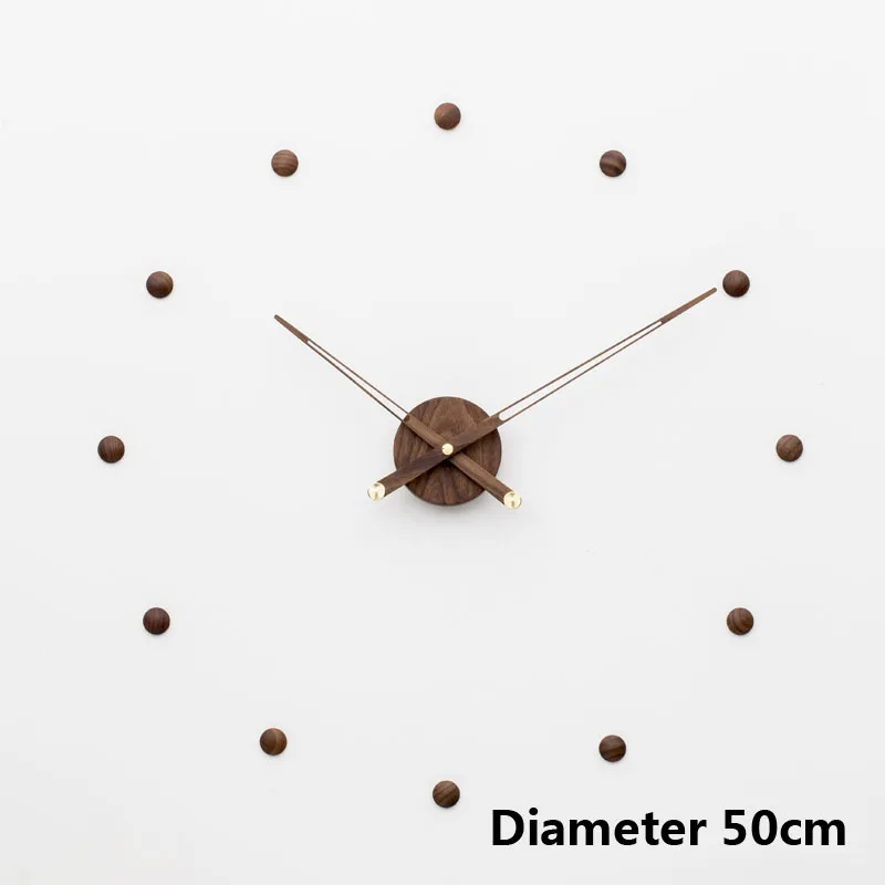 Wooden 50 cm Скандинавские большие DIY настенные часы современный дизайн 3D украшения Висячие минималистичные стиль грецкий орех деревянные настенные домашние декоративные часы 80 см - Цвет: Wooden 50 cm