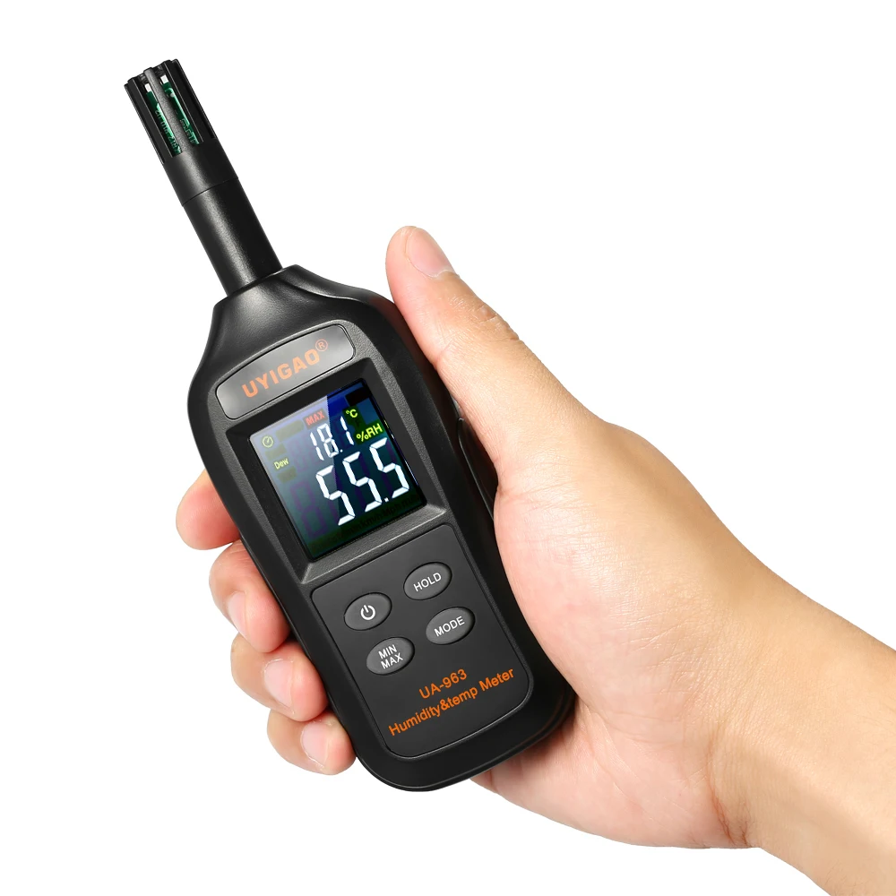 

UYIGAO Digital Temperature and Humidity Meter Color LCD Thermo-Hygrometer Mini Thermometer Hygrometer Psychrometer