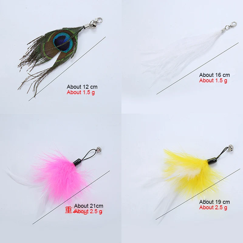Cat Toy Feather Replacement Head Bells Feather Freely Change Combinations Multi-type For Cat Stick Telescopic Rod DIY Tools