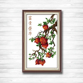

Riches and glory pomegranate painting DMC 14CT 11CT Cross Stitch Needlework Set Embroidery kits chinese cross stitch Home decor