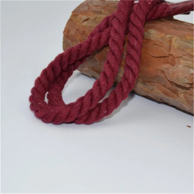 Wine Red Хлопок, 10 метров, 3 акции, скрученные хлопковые шнуры, 8 мм, сделай сам, украшение для рукоделия, хлопковая веревка для сумки, пояса, Швейные аксессуары для рукоделия - Цвет: Wine Red