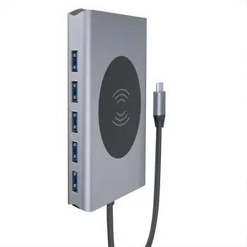 

13-in-1 Type-C Hub Laptop Docking Station Wireless Charger 4K RJ45 For Macbook Pro Hub For Laptop Parts