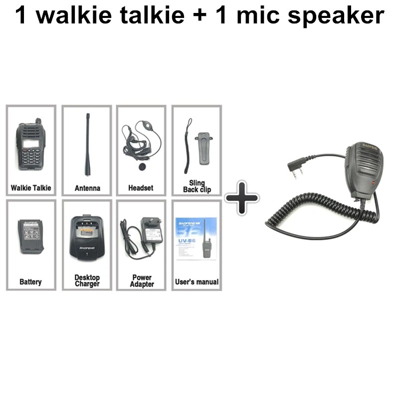 Add a mic speaker Baofeng UV-B6 портативная рация 5 Вт 2000 мАч UHF& VHF Cb радио Диапазон UV B6 цифровой любительский UVB6 радиостанции трансивер Retevis - Цвет: Add a mic speaker