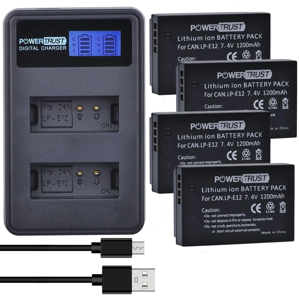 Для Canon LP-E12 аккумулятор и умное двойное зарядное устройство USB для SX70 HS Rebel SL1 EOS-M EOS