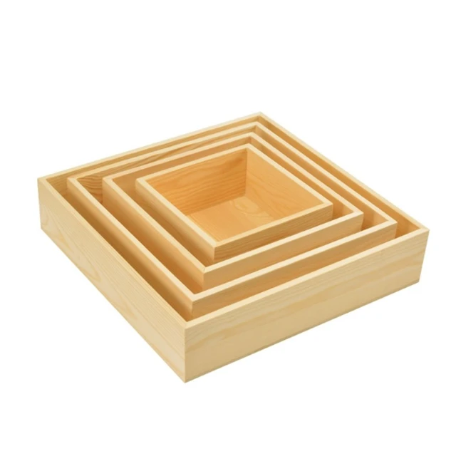  Craft Board 6Pcs Puzzle Blocks Tray, Unfinished Wood