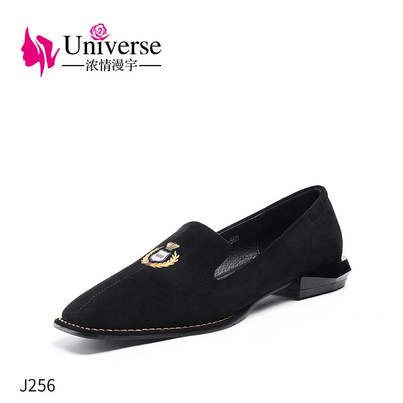

Universe 2020 Spring Autumn Fashion Shoes Women Loafers Embroidered Casual Slip-on Ladies Shoes Square Toe Women Shoes J256