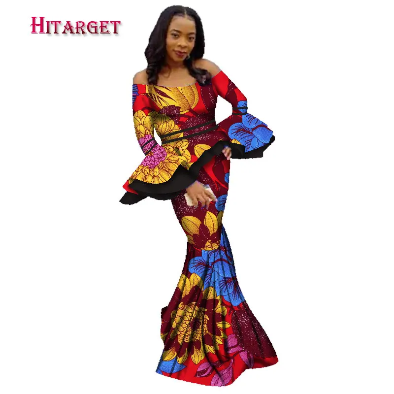 Африканская юбка наборы для Женщин Дашики Базен Riche пэчворк 2 шт наборы Цветок оборки африканская традиционная одежда WY2351 - Цвет: 8