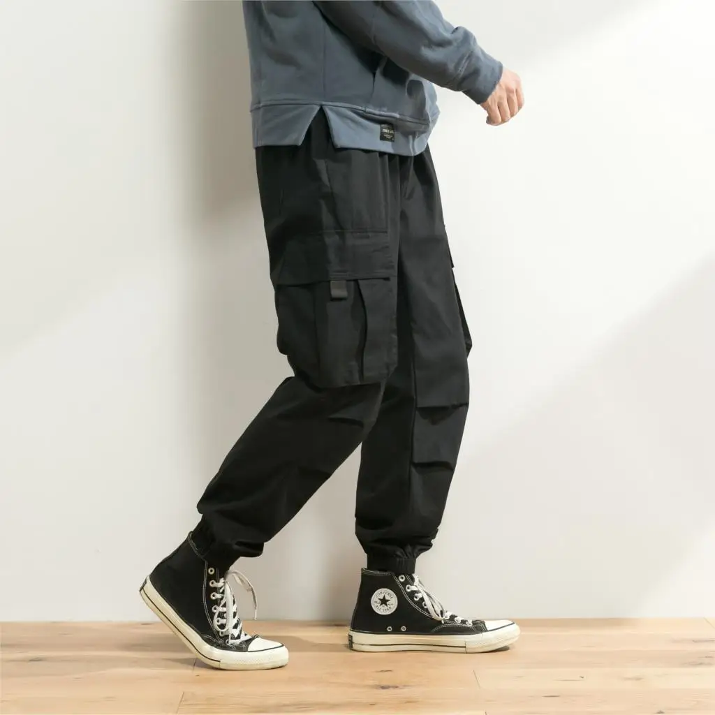 Men's Casual Pants Autumn Solid color High quality Cotton men Trousers Big-pocket Fashion Loose Comfortable Cargo Pants A985