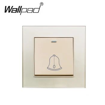 

Doorbell Switch Wallpad Gold Crystal Glass Reset Wall Light Power Switch 16A Momentary Push Button
