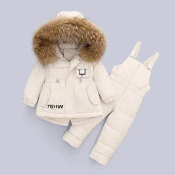 Baby toddler Girl clothes winter down jacket kids jumpsuit children 2pcs clothing Set Warm Thicken coat Infant snowsuit 0-4Year 3