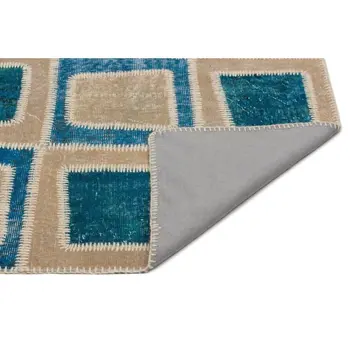 

Handmade Turquoise Vintage Overdyed Patchwork Area Rug 120x180 Cm-3'11''X5'11''
