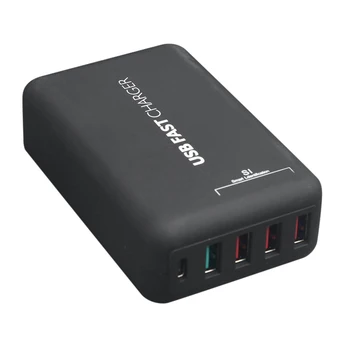 

3 USB + QC3.0 + USB-C/Type-C Fast Charger Station Smart Charger AC100-240V for Phone Eu Plug