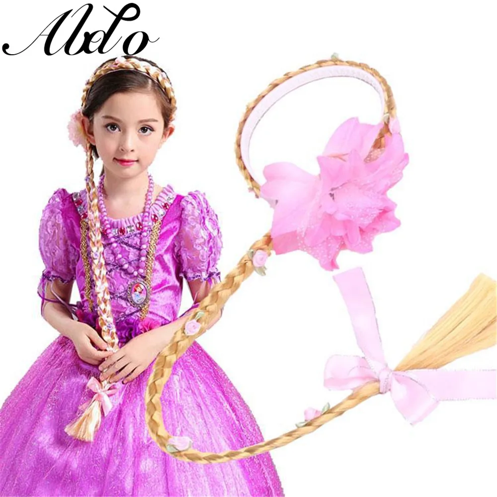 ABDO Girl Hair Accessories Blonde Cosplay Weaving Braid Tangled Rapunzel Hair Band For Baby Girls Princess Floral Headband крем краска для волос экстра светлый блонд blonde beauty super lightening hair color treatment cream ksbsb00 sb00 super blonde ultra natural blonde beauty 60 мл