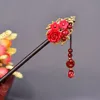 Chinese Ethnic Ancient Hairpin Headwear Hanfu Tassel Princess Step Shake Ancient Characteristic Wood Coloured Glaze Hairpin ► Photo 3/6