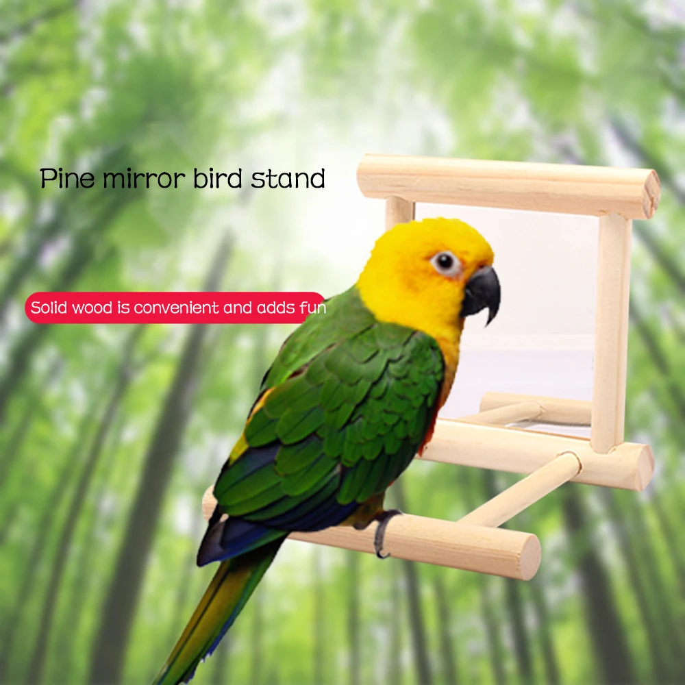 나무 퍼치와 새 거울 앵무새 Budgie 잉꼬 코커 Conure Finch Budgie 새 용품, 인터랙티브 매다는 장난감 게임