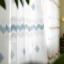 Rideaux brodés minimaliste moderne en losange bicolore, pour salon, salle à manger, chambre à coucher 