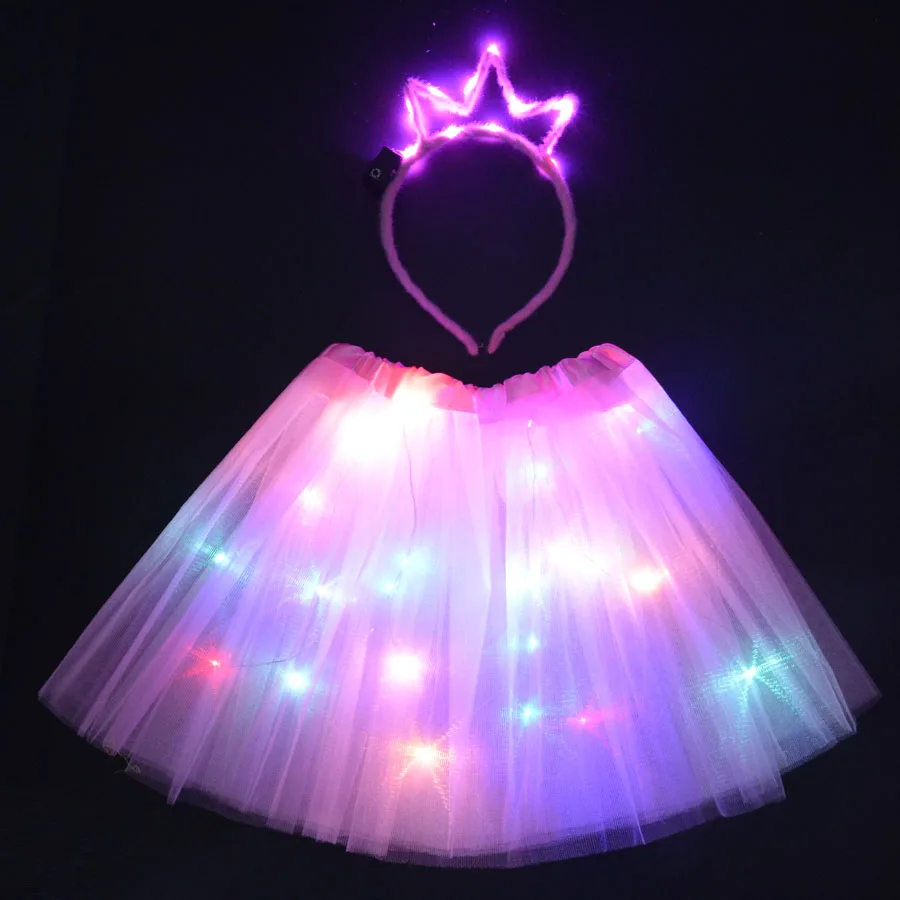 pink crown Для женщин и девочек светодиодный светильник балетные пачки на проволоке ухо оголовье кошка костюм танцы день рождения светящиеся вечерние юбки Рождество Хэллоуин Свадьба navidad - Цвет: pink crown