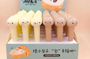 

soft bread gel pen cute cartoon food stationery prize gift kawaii student pen sign pen black neutral pen kid pen 36pc/lot