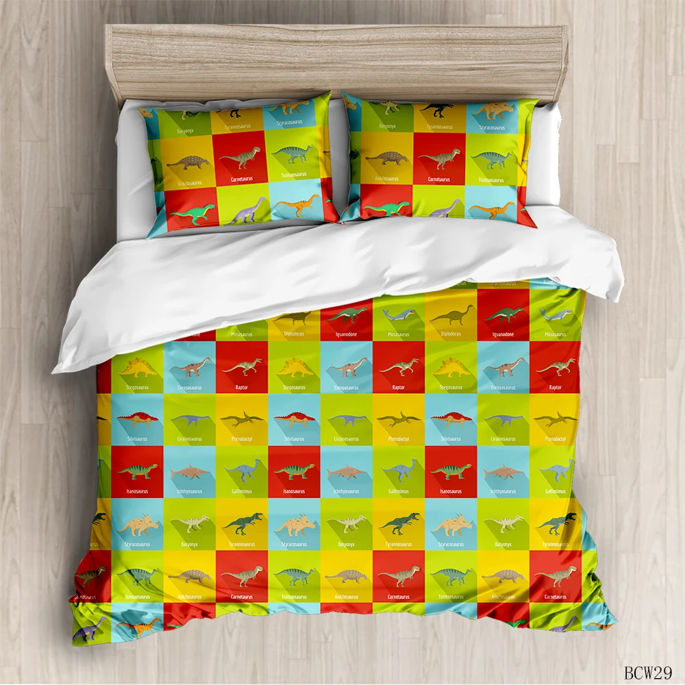 

Color Dinosaurs animal Duvet Cover Sets custom Bed Linens Bedding Sets with Pillowcase king Size Bedclothes Comforter Covers