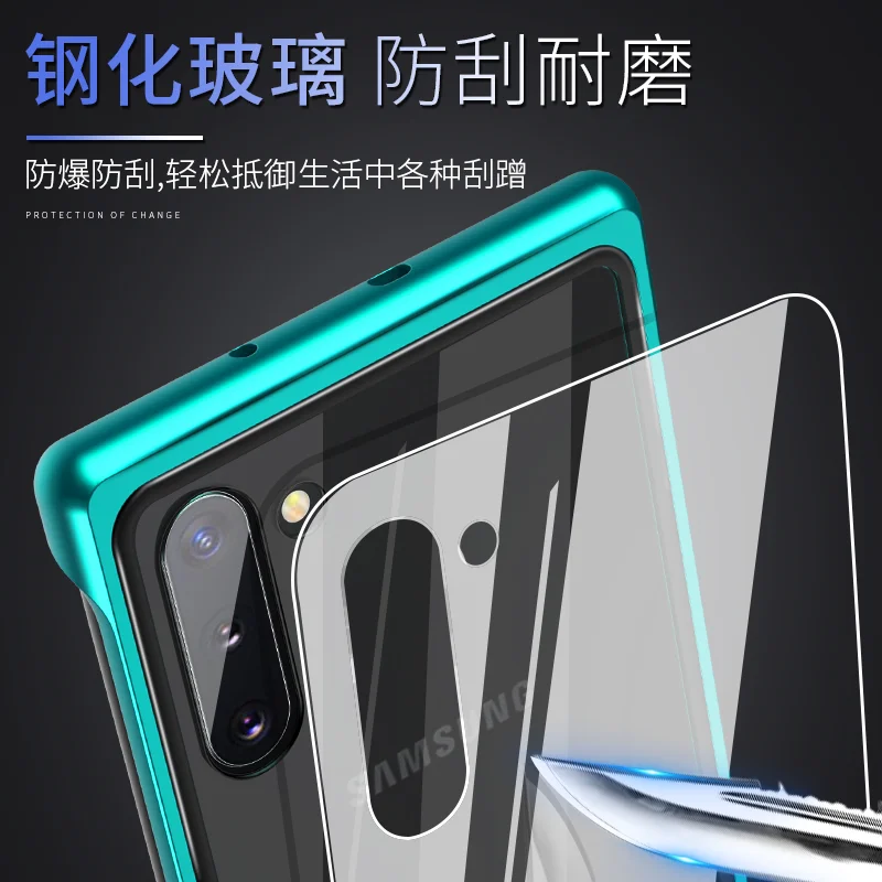 Для samsung Galaxy Note 10 Plus+ чехол Роскошный Алюминиевый металлический бампер рамка Броня защитный чехол из закаленного стекла для телефона крышка