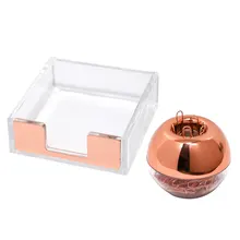 

Desktop Office Accessories Set Contains Clear Acrylic Note Holders, Round Boxes Paper Clips Office Household Storage Supplies