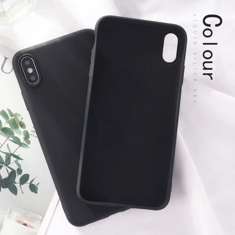 Xinksd жидкий силиконовый мягкий резиновый чехол для телефона для iPhone 11 Pro 6,1 XS Max XR X 8 7 8Plus 7Plus 6 S 6 S Plus Candy TPU задняя крышка - Цвет: black