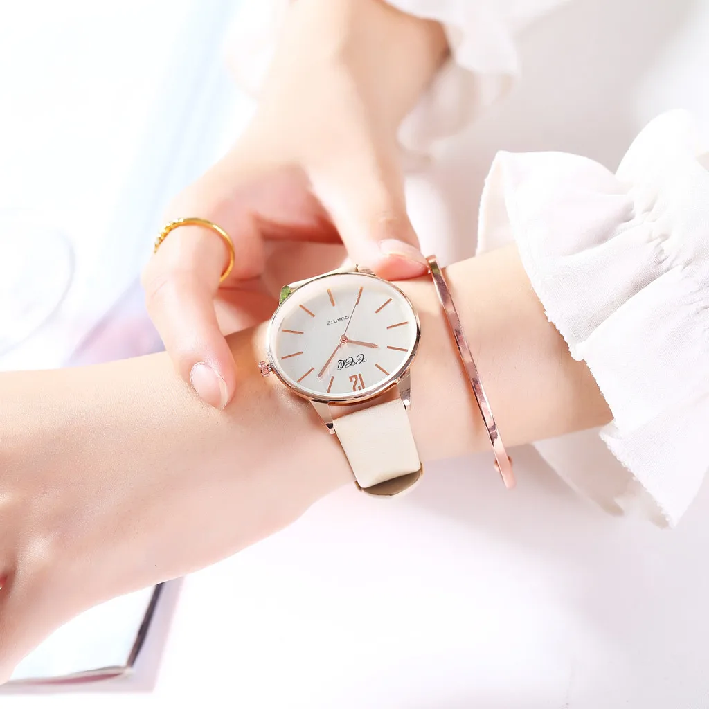 Часы наручные женские кварцевые с кожаным ремешком модные повседневные крутые