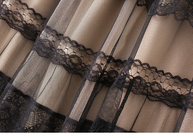 TIGENA אופנה תחרה טול ארוך חצאית נשים 2021 אביב קיץ אלגנטי קו גבוהה מותניים אמצע אורך רשת חצאית נקבה גבירותיי