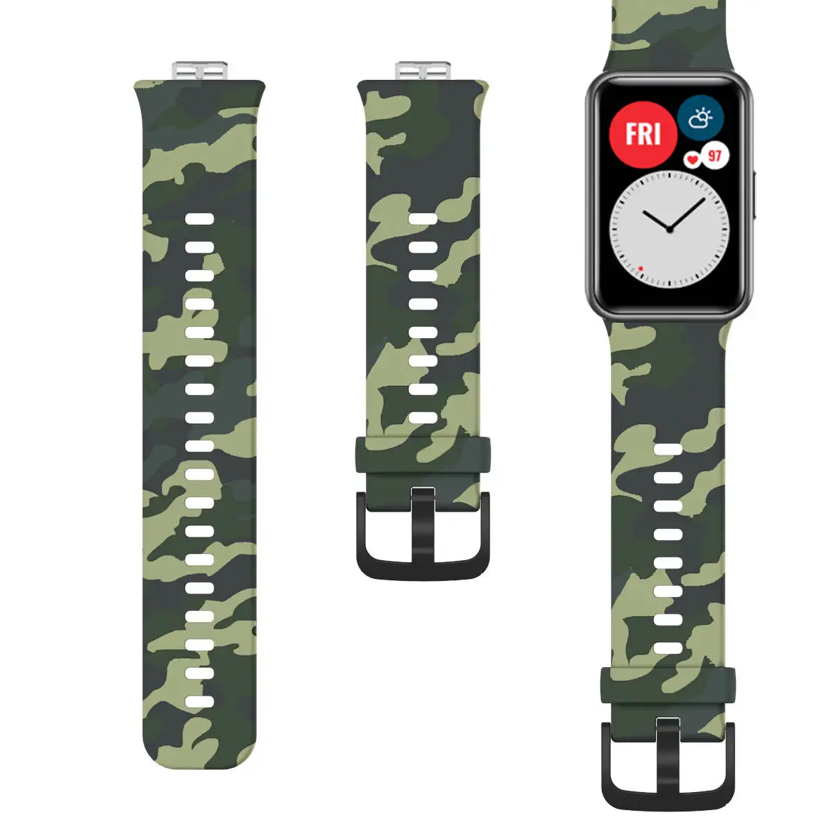 Printed Silicone Watchband for Smartwatch - Adjustable Wrist Strap with Tool Included
