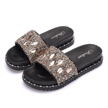 

2020 New Sandals Anti-slip Sandals Water Droplet Man-made Diamond Europe And America Fashion Sequin Sandals Women's Summer
