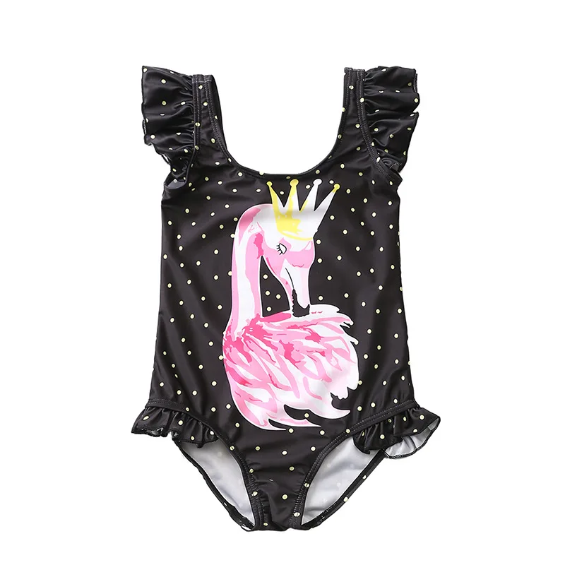 

2018 New Style Hot Selling Dress One-Piece Bathing Suit Sweet Little Princess Flounced Cartoon Girls KID'S Swimwear