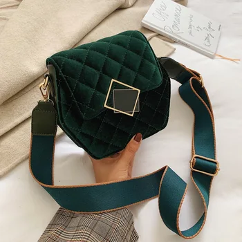 

Winter Velvet Crossbody Bags For Women 2019 Solid Color HexagonShoulder Messenger Bag Luxury Designer Lady Purses and Handbags