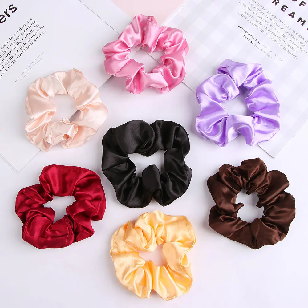 

1pcs Women Solid Color Reflect Light Elastic Hair Bands Ponytail Holder Scrunchies Lady Hair Accessories