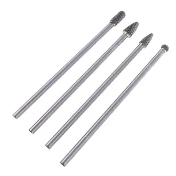 

4Pcs Long Reach Double Cut Carbide Rotary Burr Set 6mm(1/4")Polishing bits tool for Woodworking Drilling Carving Engraving