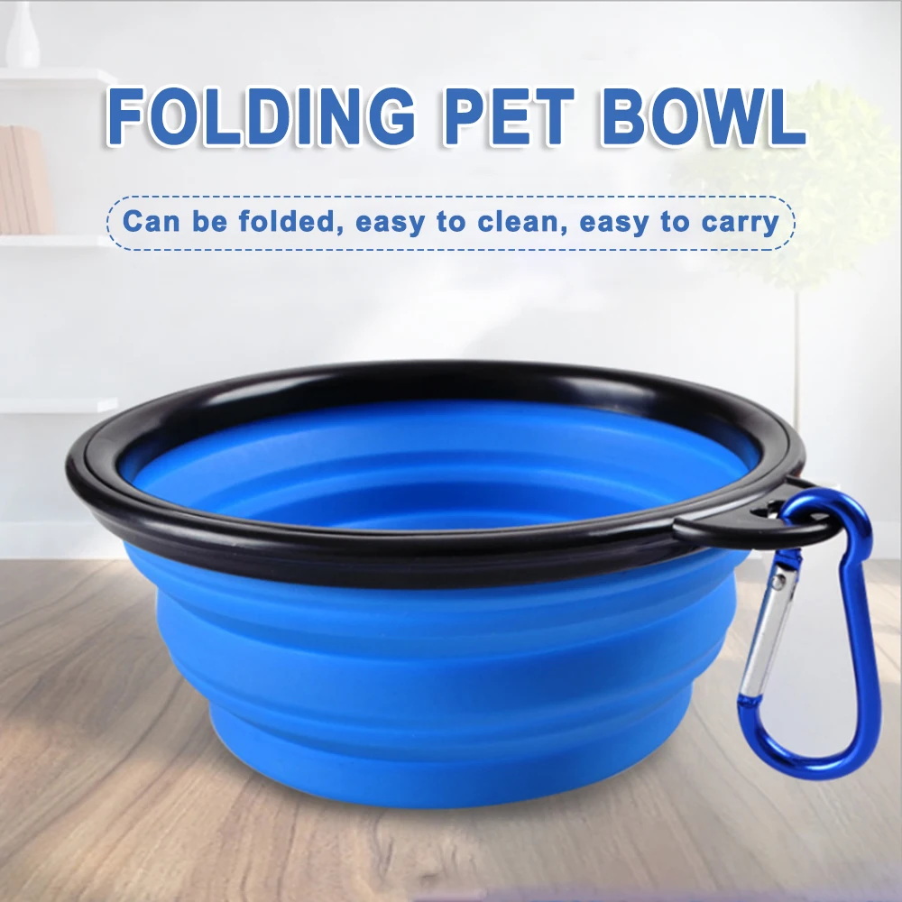 Tazón plegable de silicona para perros y mascotas, cuenco de agua portátil para exteriores, pequeño, 350ml, 1000ml