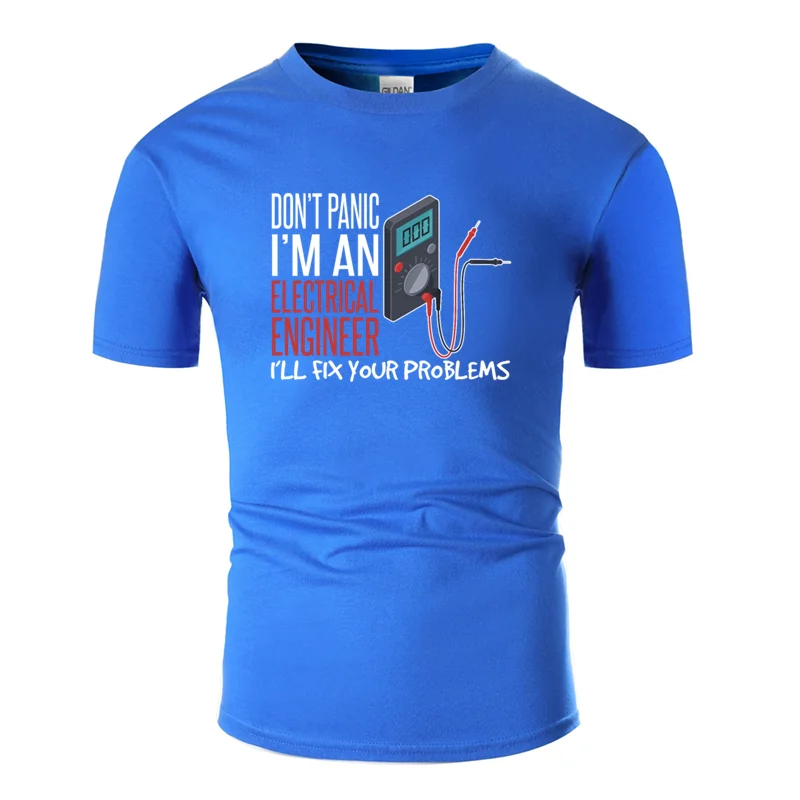Men-Blue Футболка с принтом Humor Electric engineer для мужчин, нормальная Мужская футболка унисекс с круглым вырезом, европейский размер, S-5xl хип-хоп - Цвет: Men-Blue