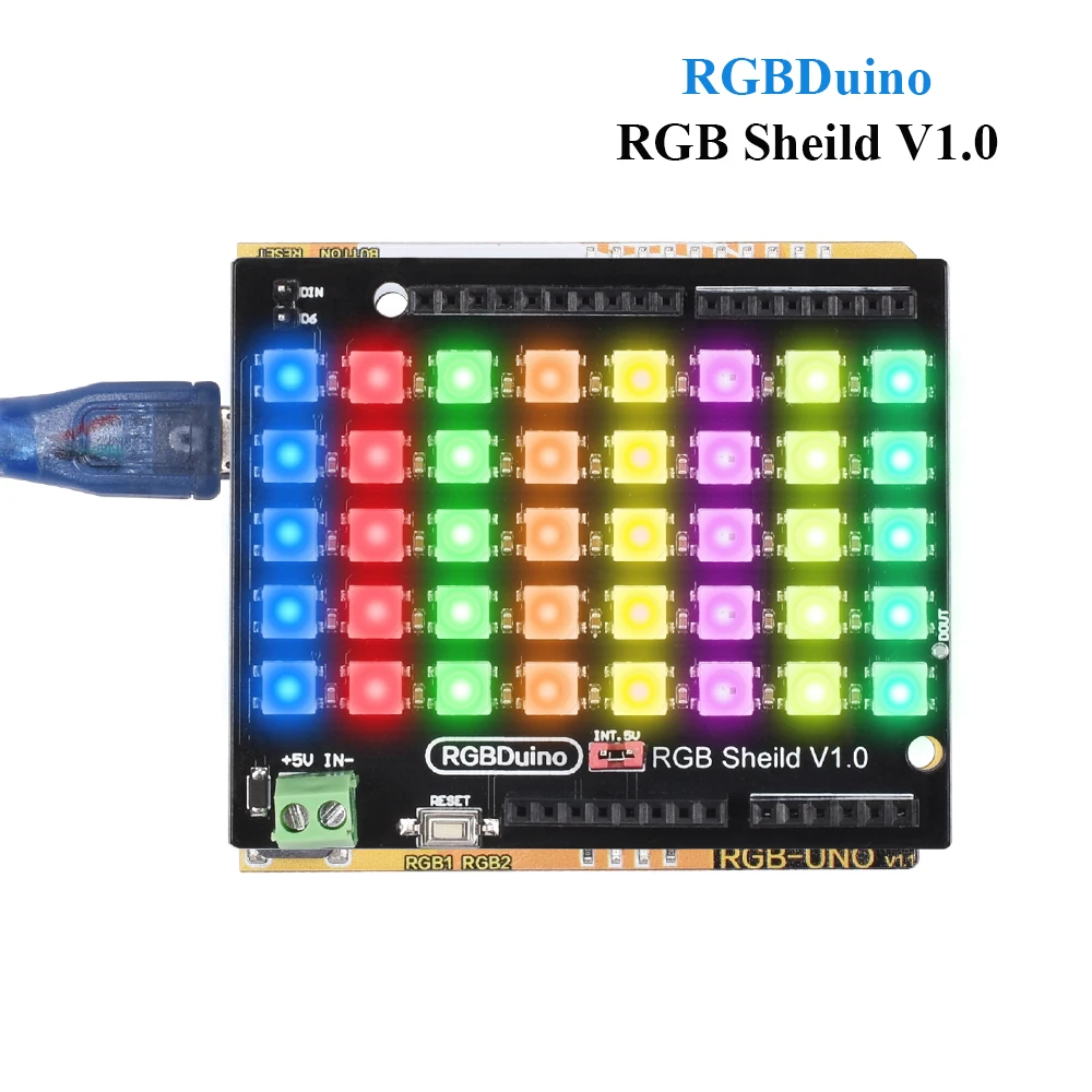 RGBDuino RGB Sheild V1.0 RGB LED Lamp Panel Light 8*5 RGB LED Pixel Matrix For Arduino UNO Arduino mega 2560 RGBDuino UNO V1.1 afbeelding